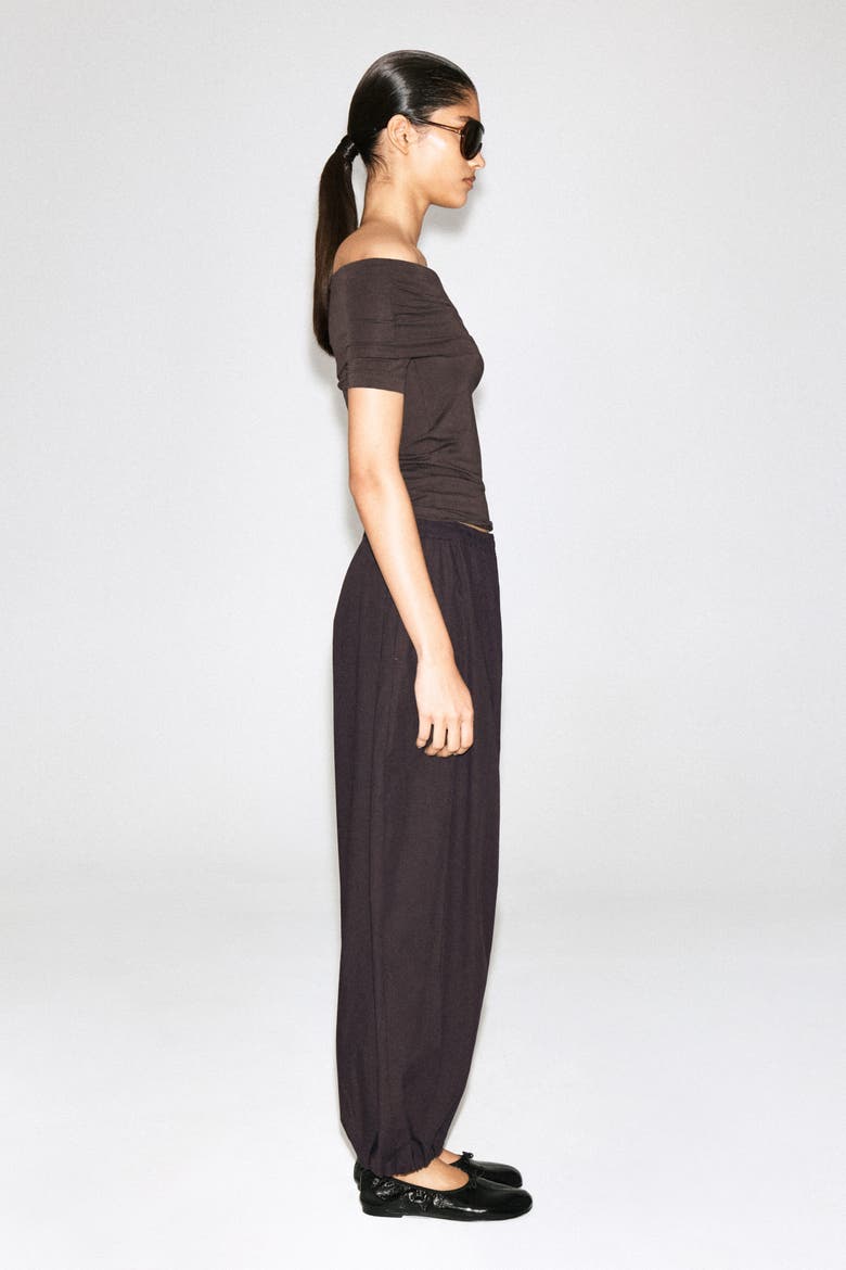 Folded Off-The-Shoulder Top, Alternate, color, BROWN