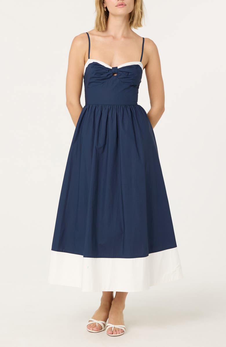 ASTR the Label Contrast Detail Cotton Dress, Main, color, Navy