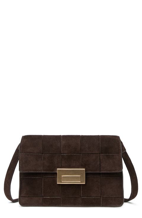 Delphine Woven Suede Shoulder Bag