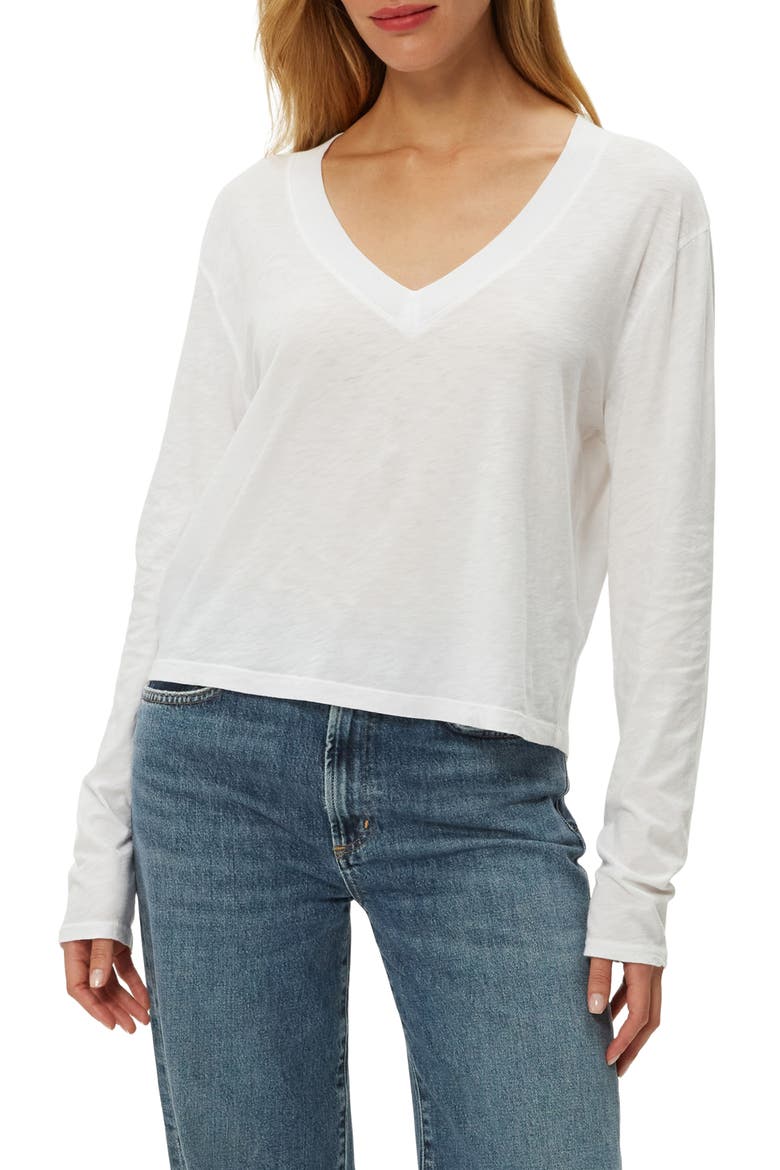 Brea V-Neck Supima Cotton Top, Main, color, WHITE