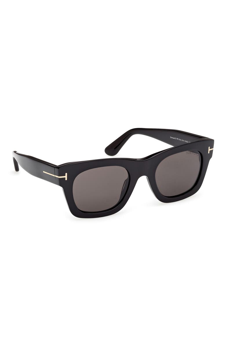 Emma 51mm Square Sunglasses, Alternate, color, SHINY BLACK / SMOKE LENS