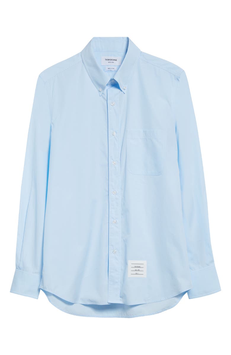 Thom Browne Straight Fit Button-Down Shirt, Alternate, color, Light Blue