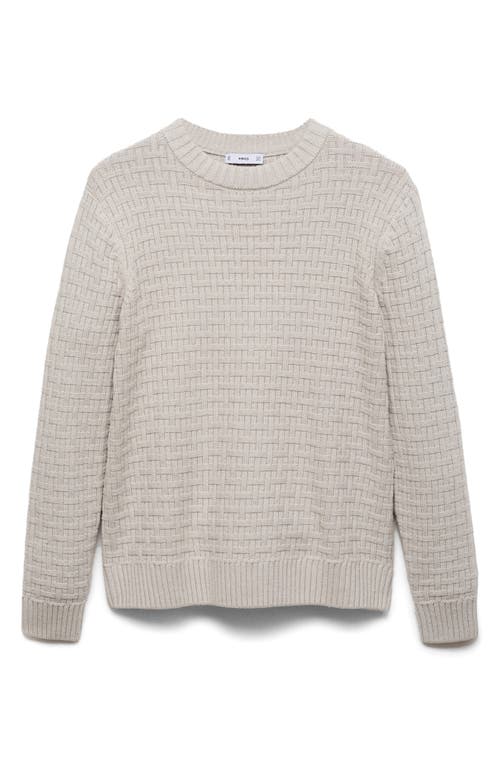 Mango Basket Stitch Crewneck Sweater In Sand