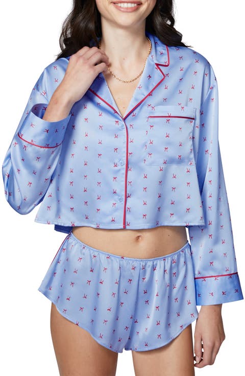 Satin Sleep Crop Pajama Top