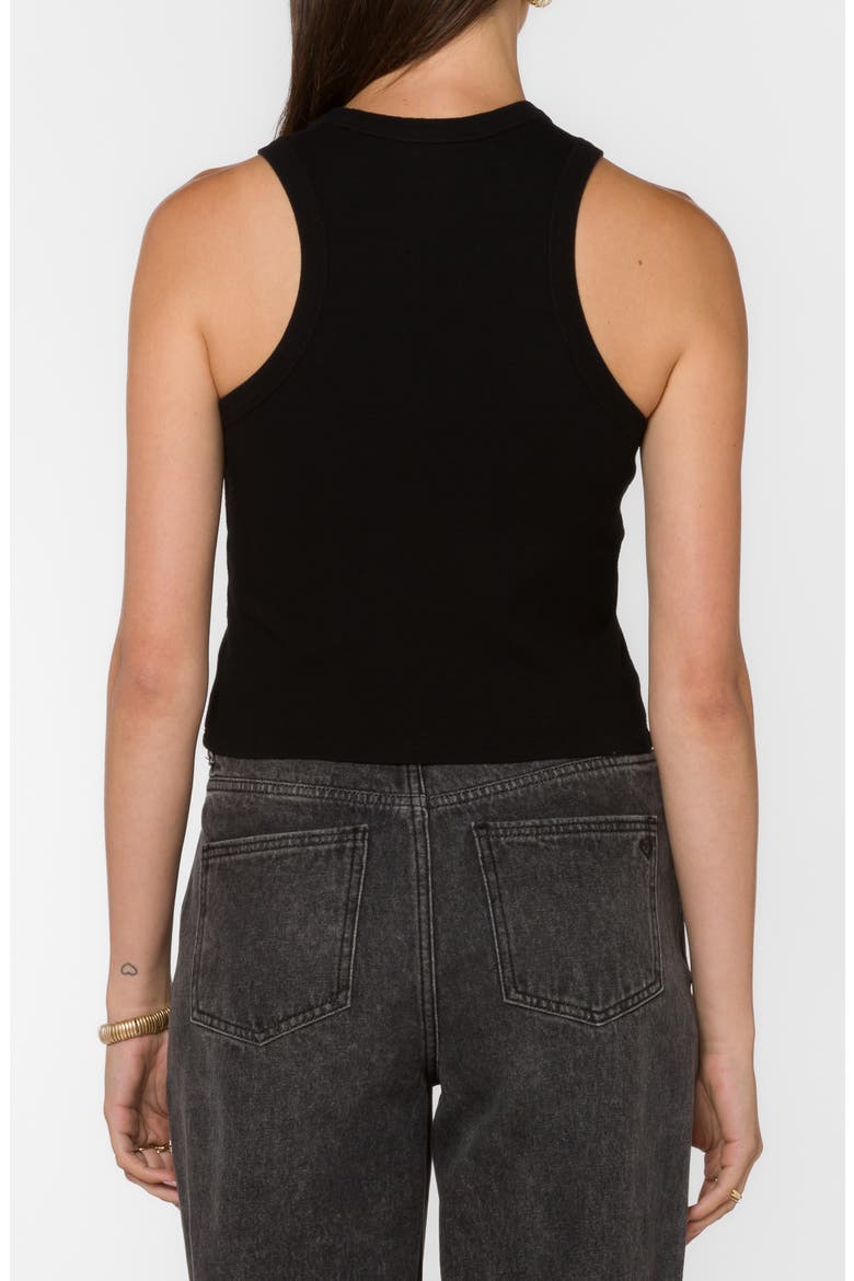 Stretch Cotton Ribbed Tank, Alternate, color, BLACK