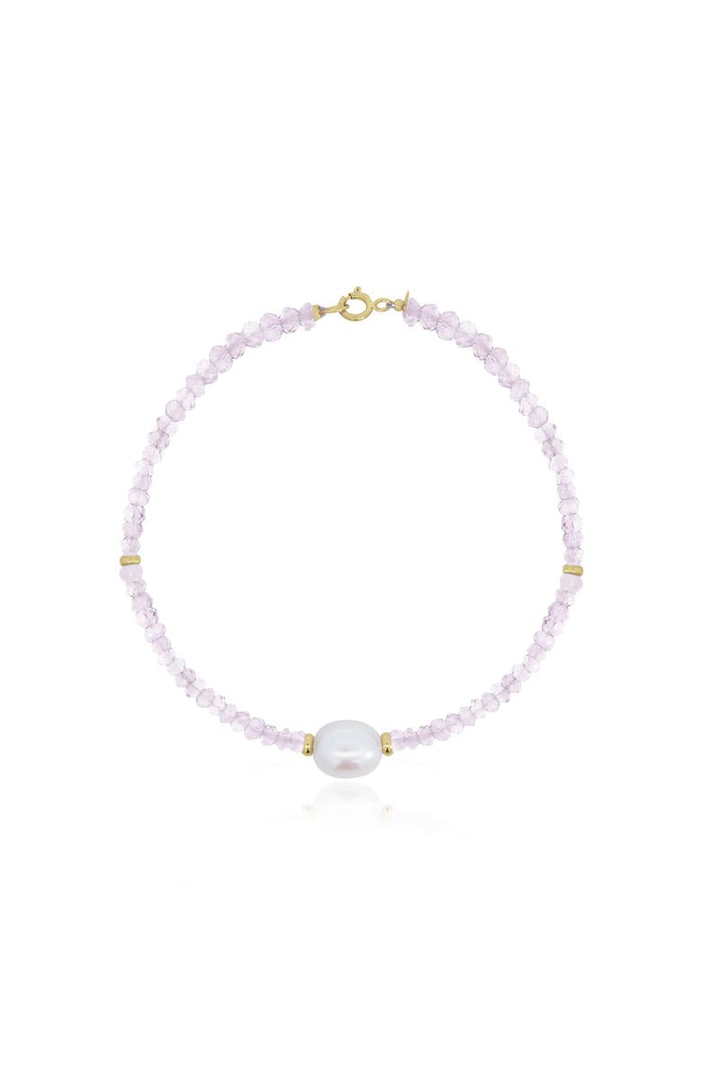 The Lovery Fine Jewelry Rose Quartz Bead Pearl Bracelet, Main, color, Rose Quartz