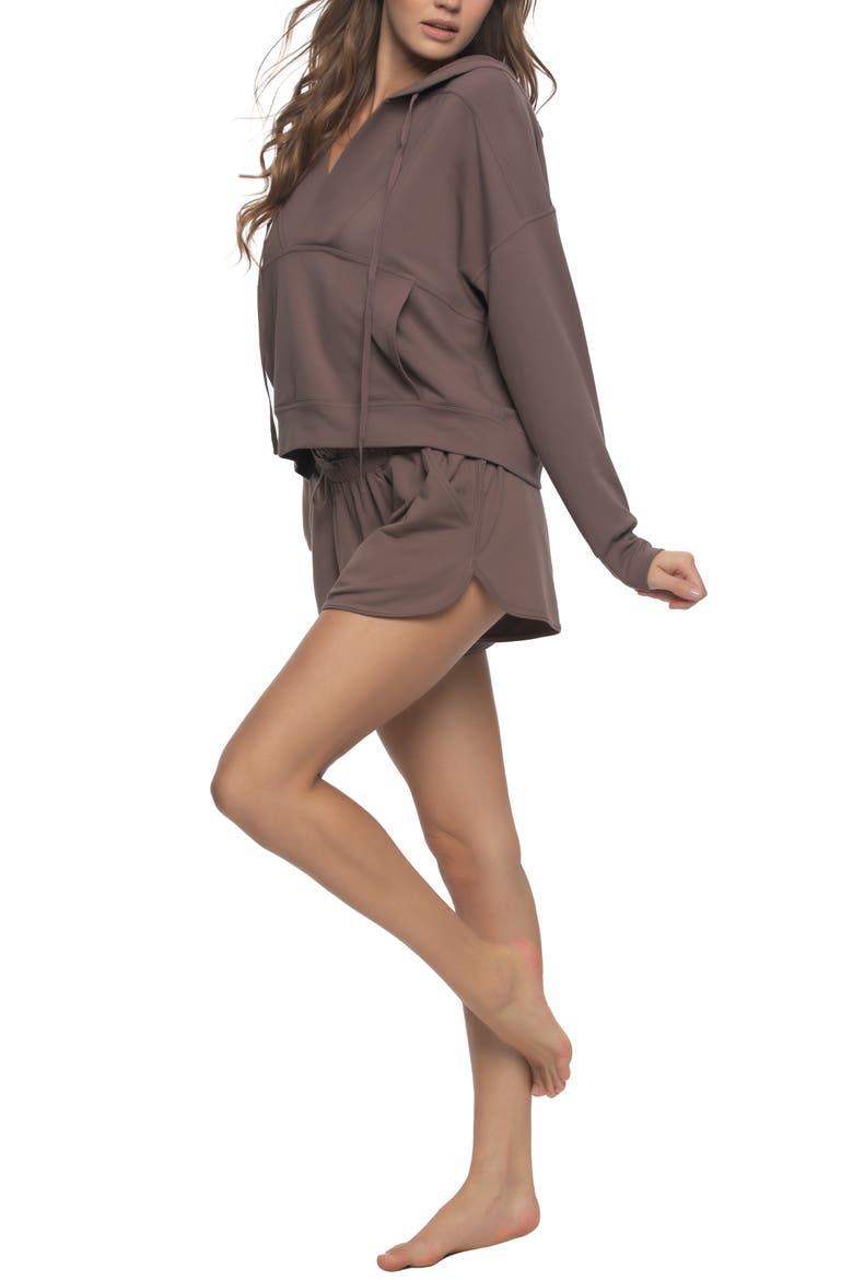 Kimora Relaxed Fit Cotton Blend Terry Hoodie & Shorts Pajamas, Alternate, color, DEEP TAUPE