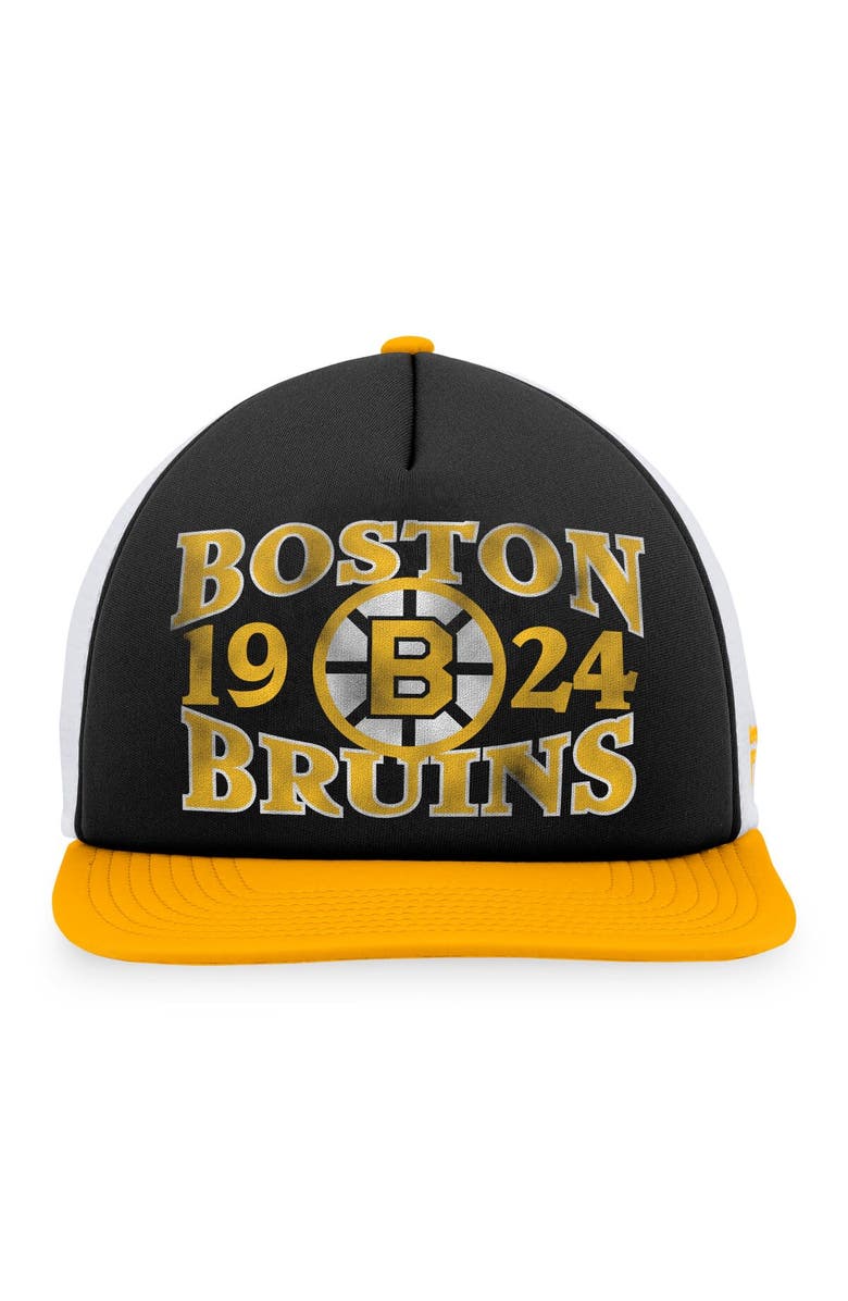 FANATICS Men's Fanatics Branded Black/Gold Boston Bruins Heritage Vintage Foam Front Trucker Snapback Hat, Alternate, color, Black