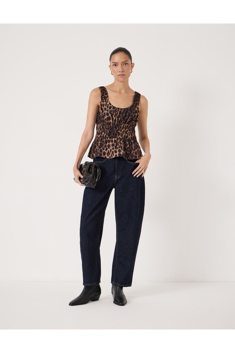 Waist Gathered Sleeveless Top, Alternate, color, Soft Leopard