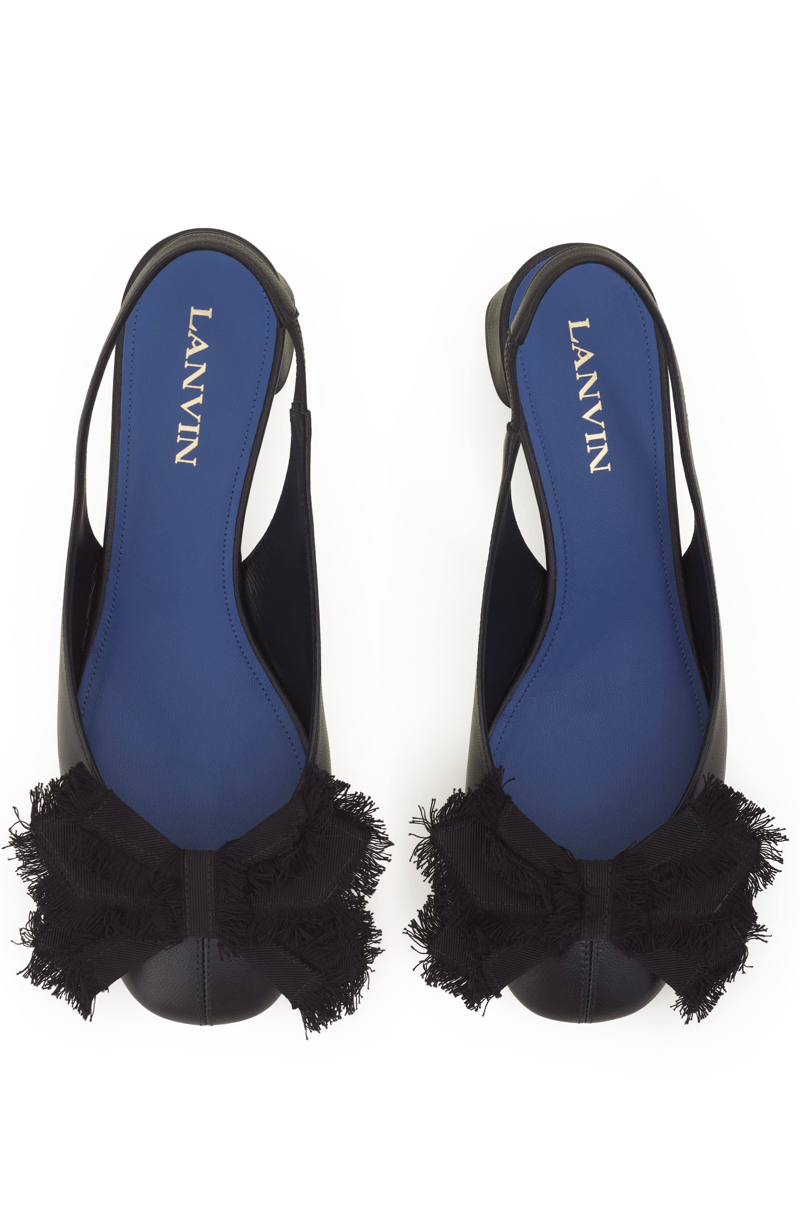 Heeled Slingback Ballerina In Leather, Alternate, color, Black