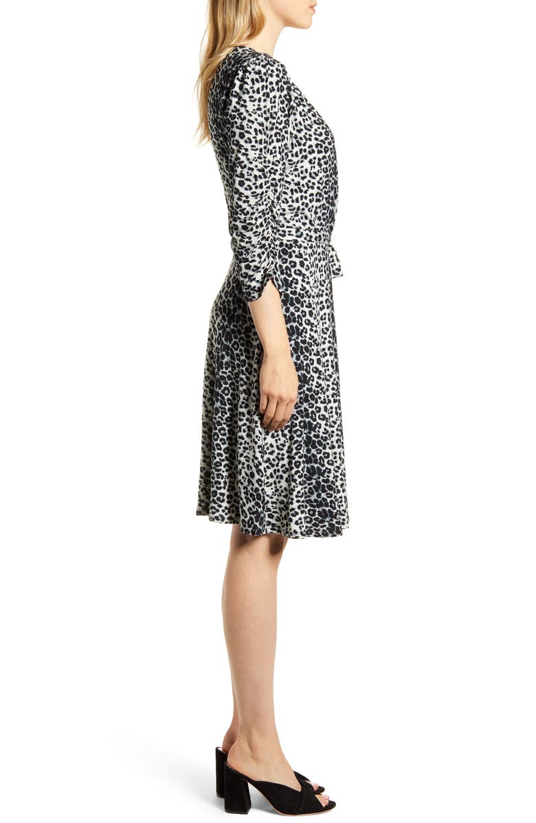 Loveappella Leopard Print Wrap Front Dress, Alternate, color, 