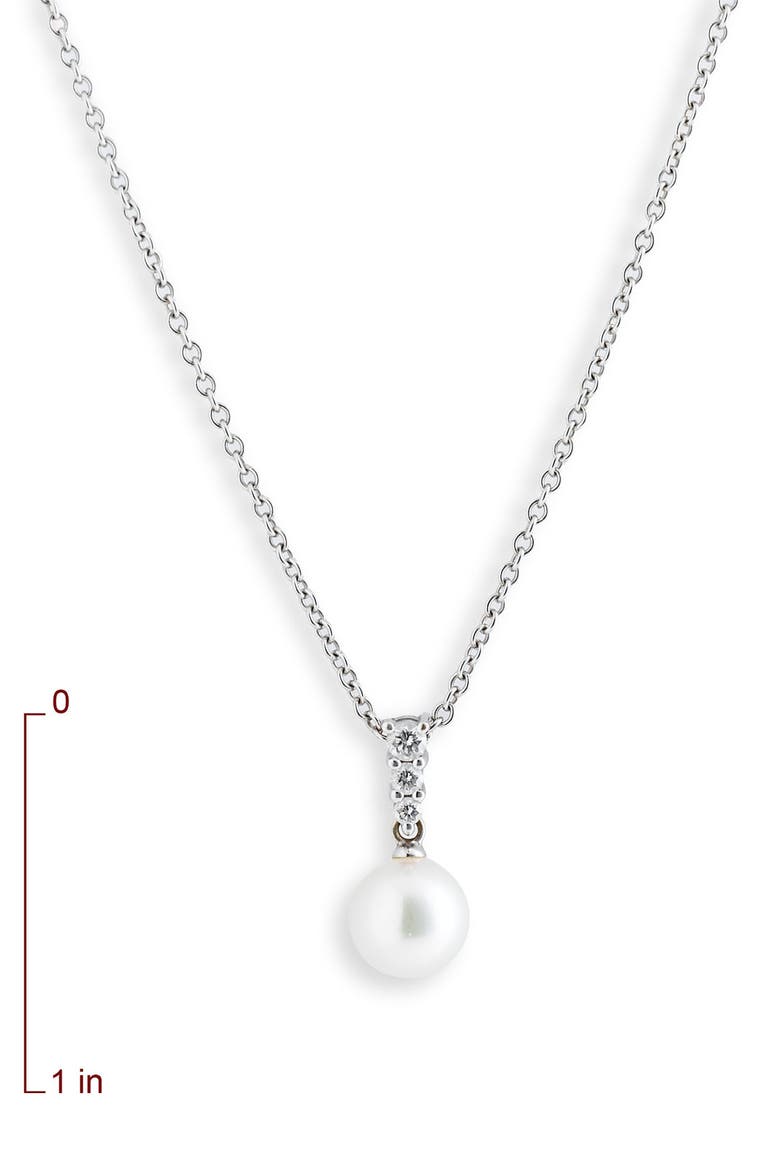 Morning Dew' Akoya Cultured Pearl & Diamond Pendant Necklace, Alternate, color, WHITE GOLD