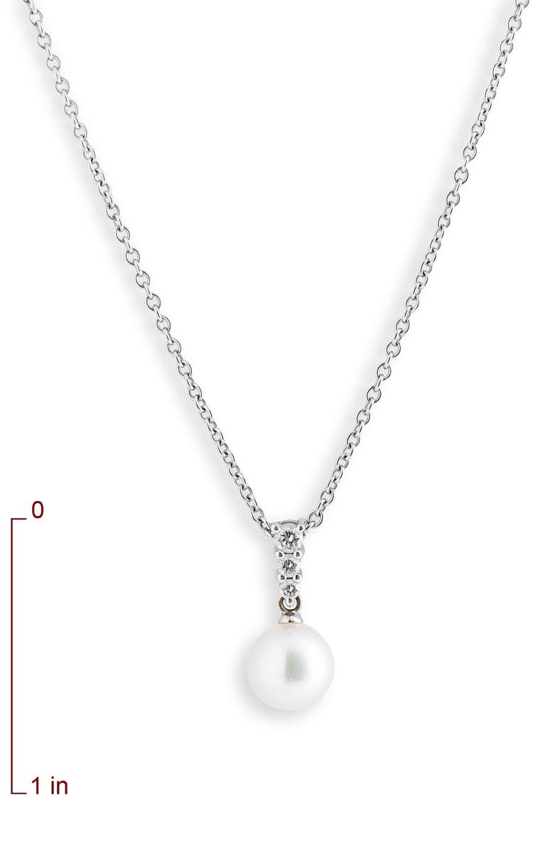 Mikimoto Morning Dew' Akoya Cultured Pearl & Diamond Pendant Necklace, Alternate, color, White Gold