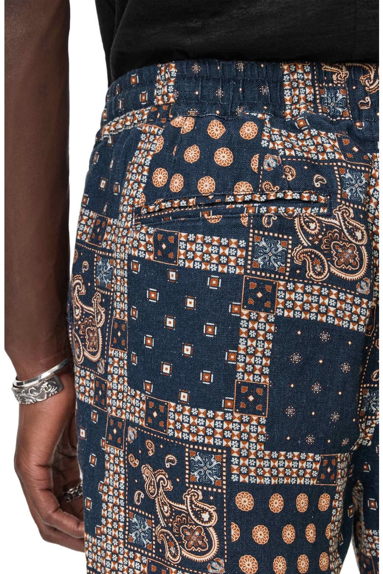 Daryl Patchwork Linen Drawstring Shorts, Alternate, color, DEEP BLUE
