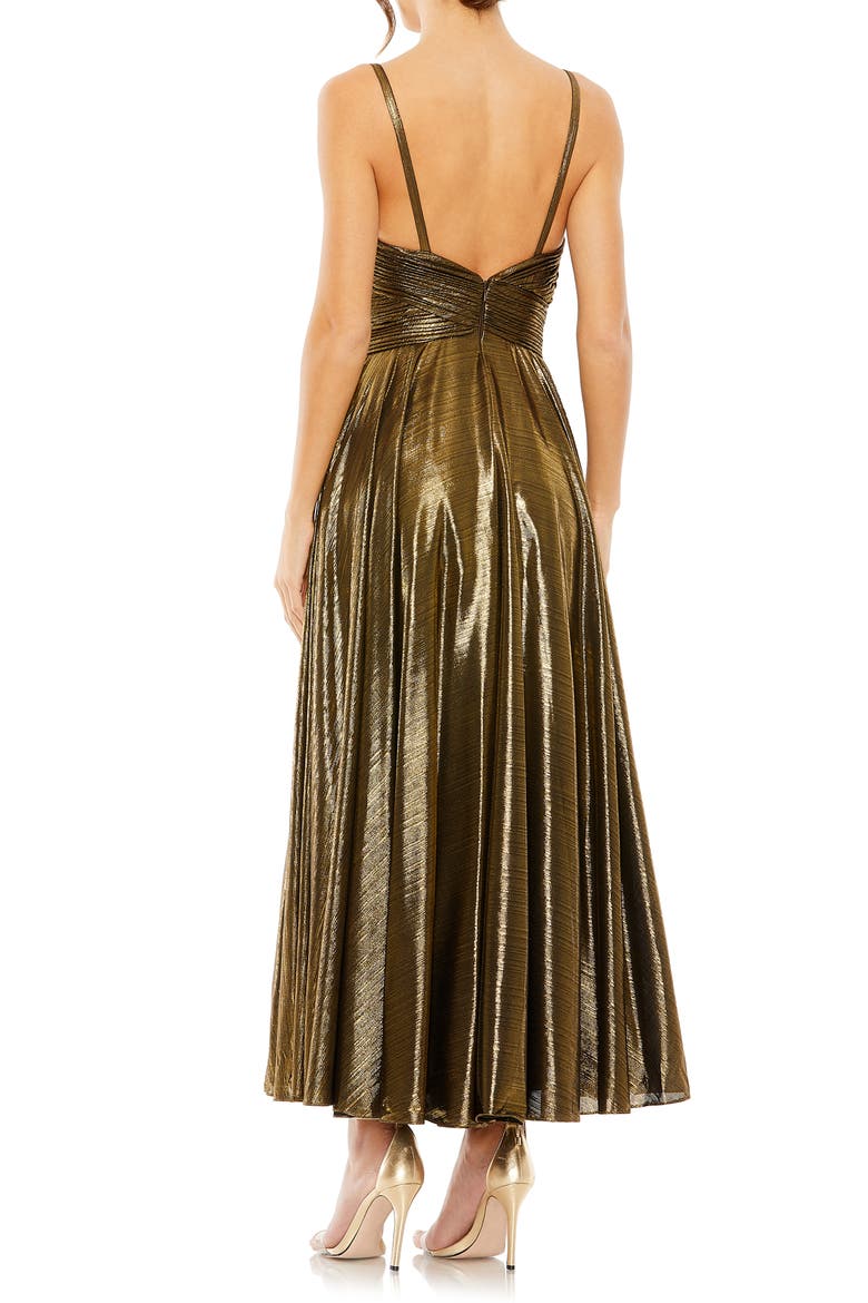 Women's Women's Sleeveless Metallic V-Neck Gown, Alternate, color, ANTIQUE GOLD