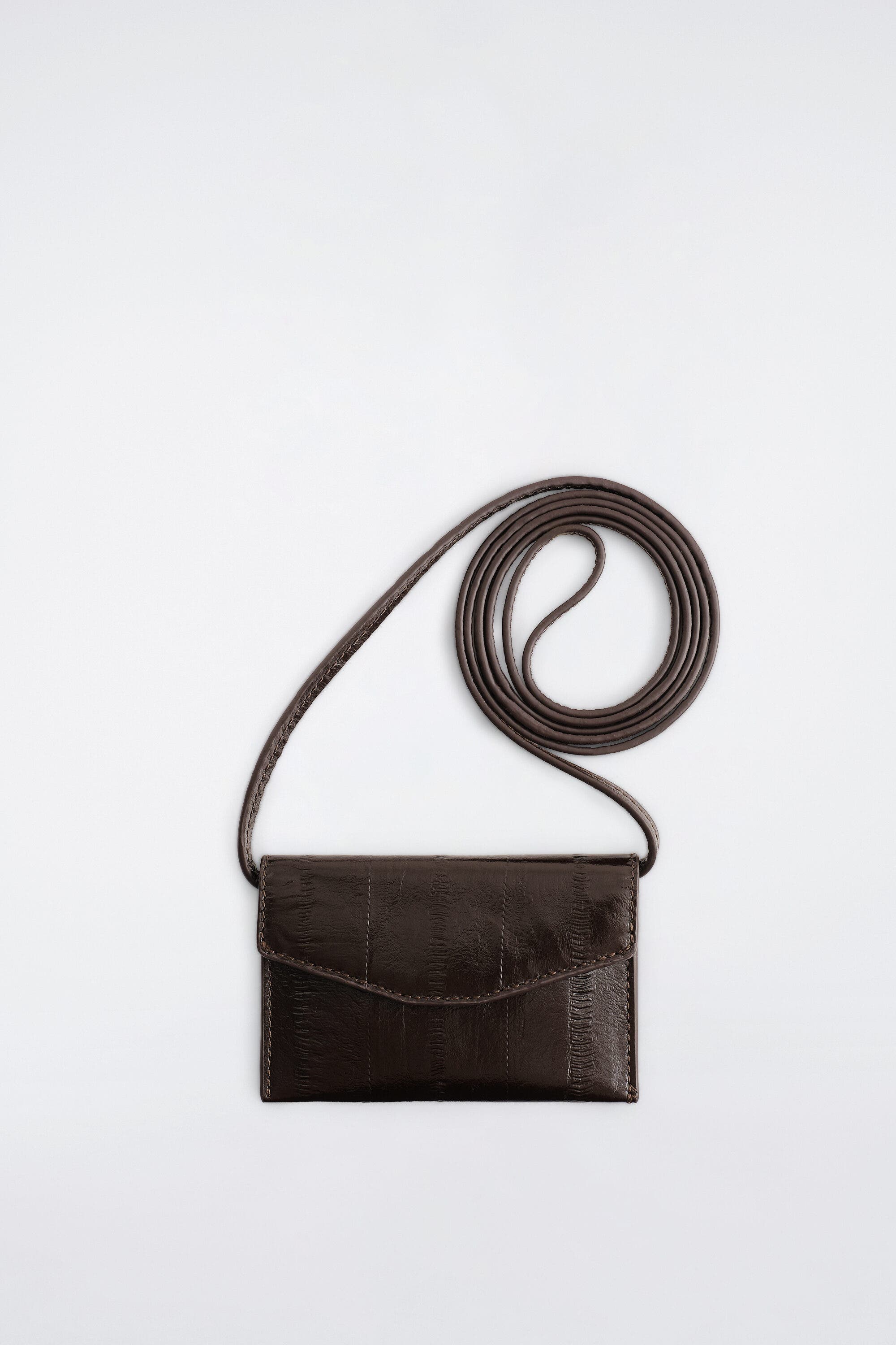 Eel-effect Leather Card Holder, Alternate, color, ESPRESSO