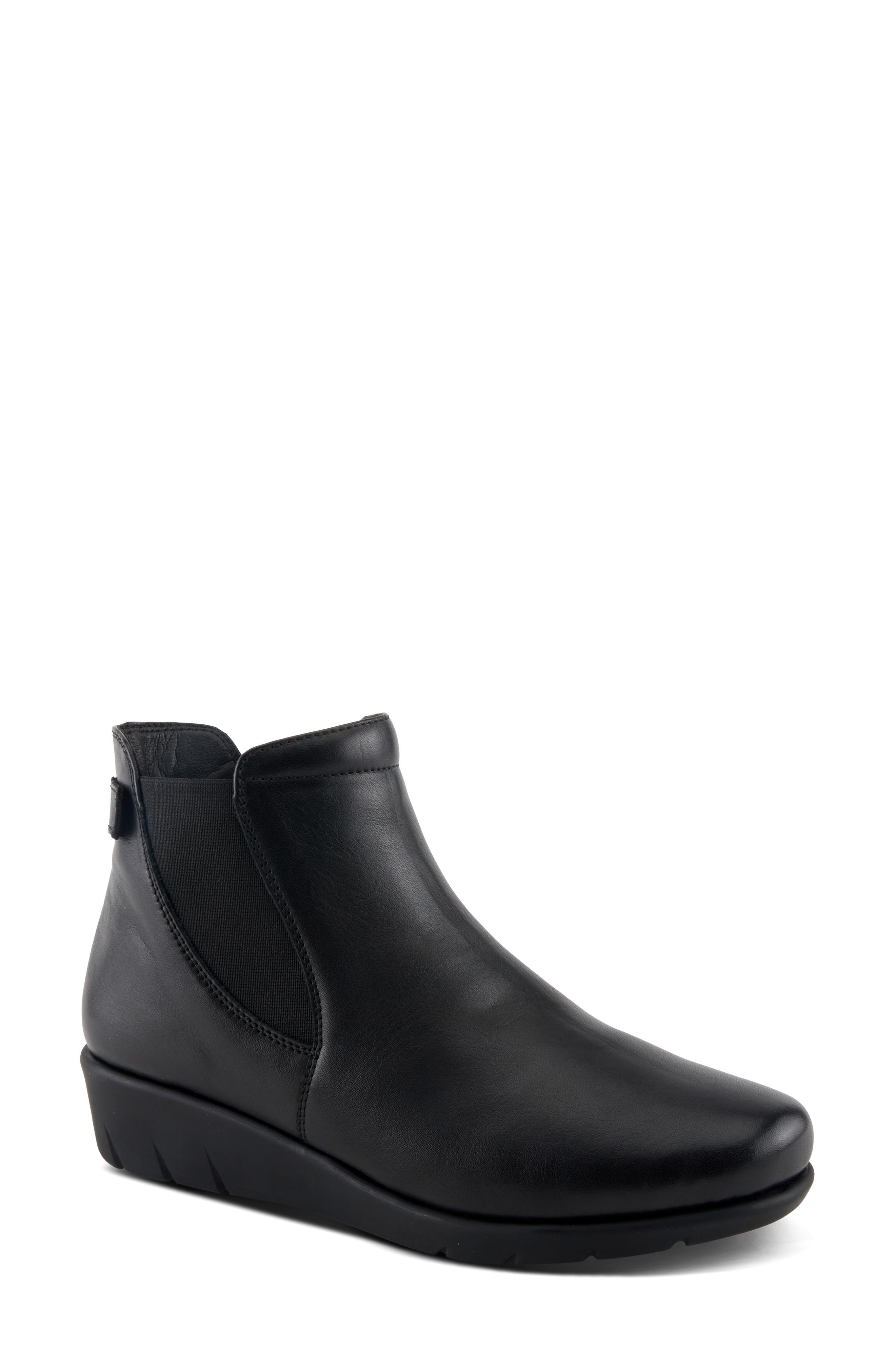 Spring Step Apso Platform Wedge Bootie, Main, color, Black