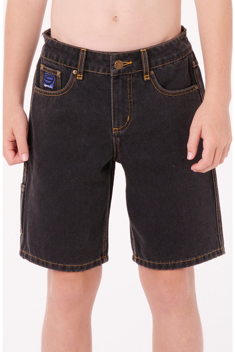 Kids' Hyped Up Denim Carpenter Shorts, Main, color, WASHED BLACK