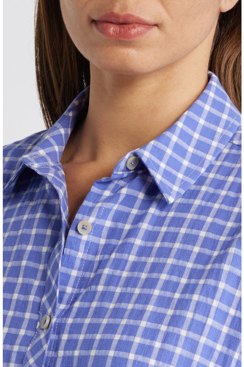 Cassie Plaid Stretch Cotton Button-Up Shirt, Alternate, color, IRIS BLOOM