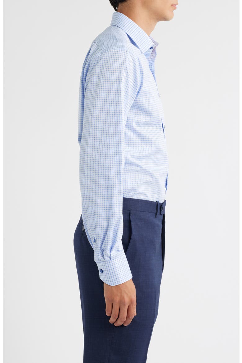 Trim Fit Textured Grid Cotton Dress Shirt, Alternate, color, LIGHT BLUE