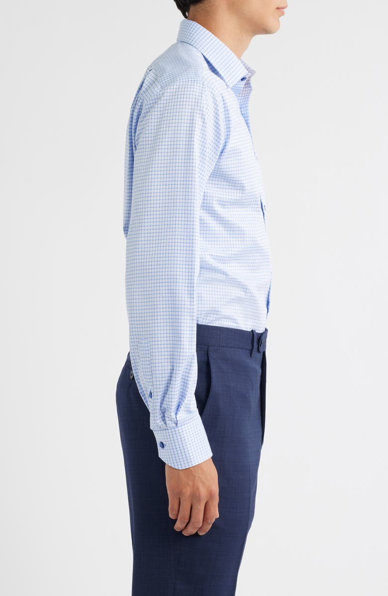 Lorenzo Uomo Trim Fit Textured Grid Cotton Dress Shirt, Alternate, color, Light Blue