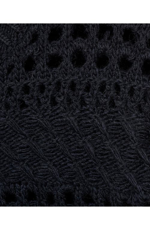 Mango Openwork Knit Sweater Dark Navy In Black