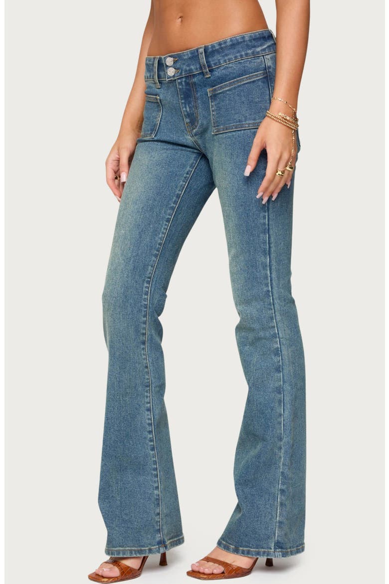 Mattea Patch Pocket Low Rise Flare Jeans, Alternate, color, BLUE-WASHED