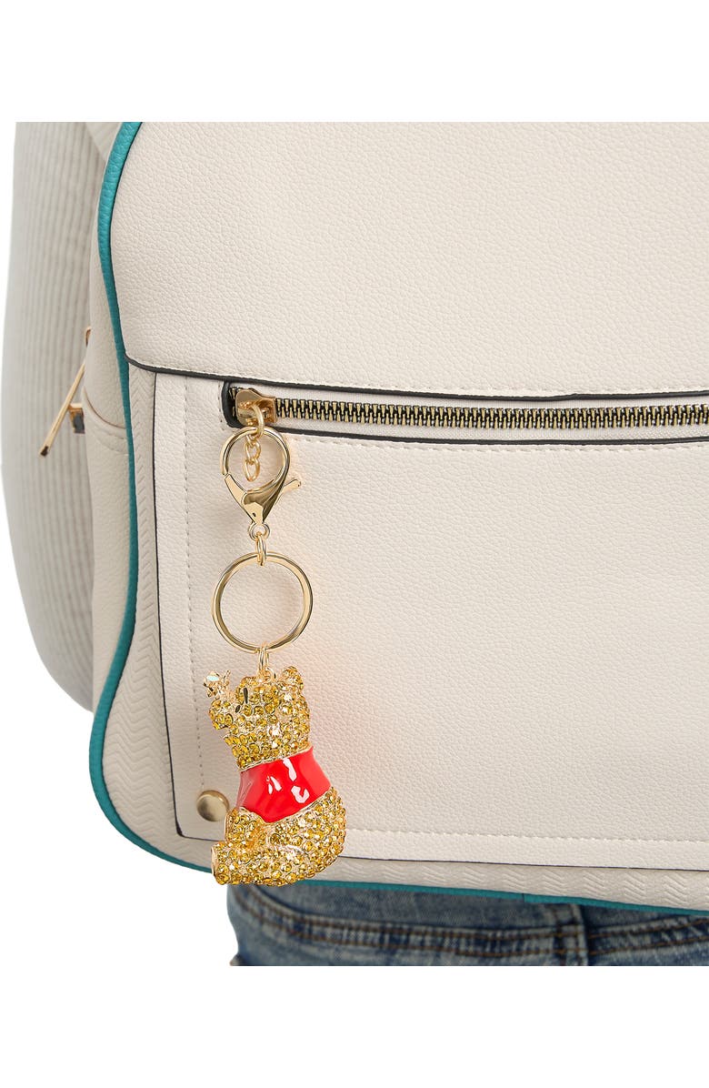 Disney Winnie the Pooh Crystal Pavé Crystal Bag Charm Keychain, Officially Licensed, Alternate, color, Orange