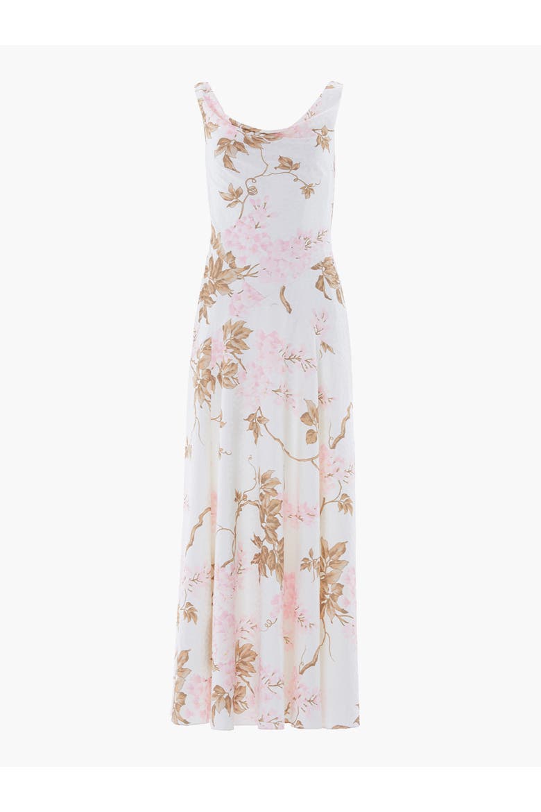 Wisteria Jacquard Cowl Neck Gown, Alternate, color, Optic White/Pink