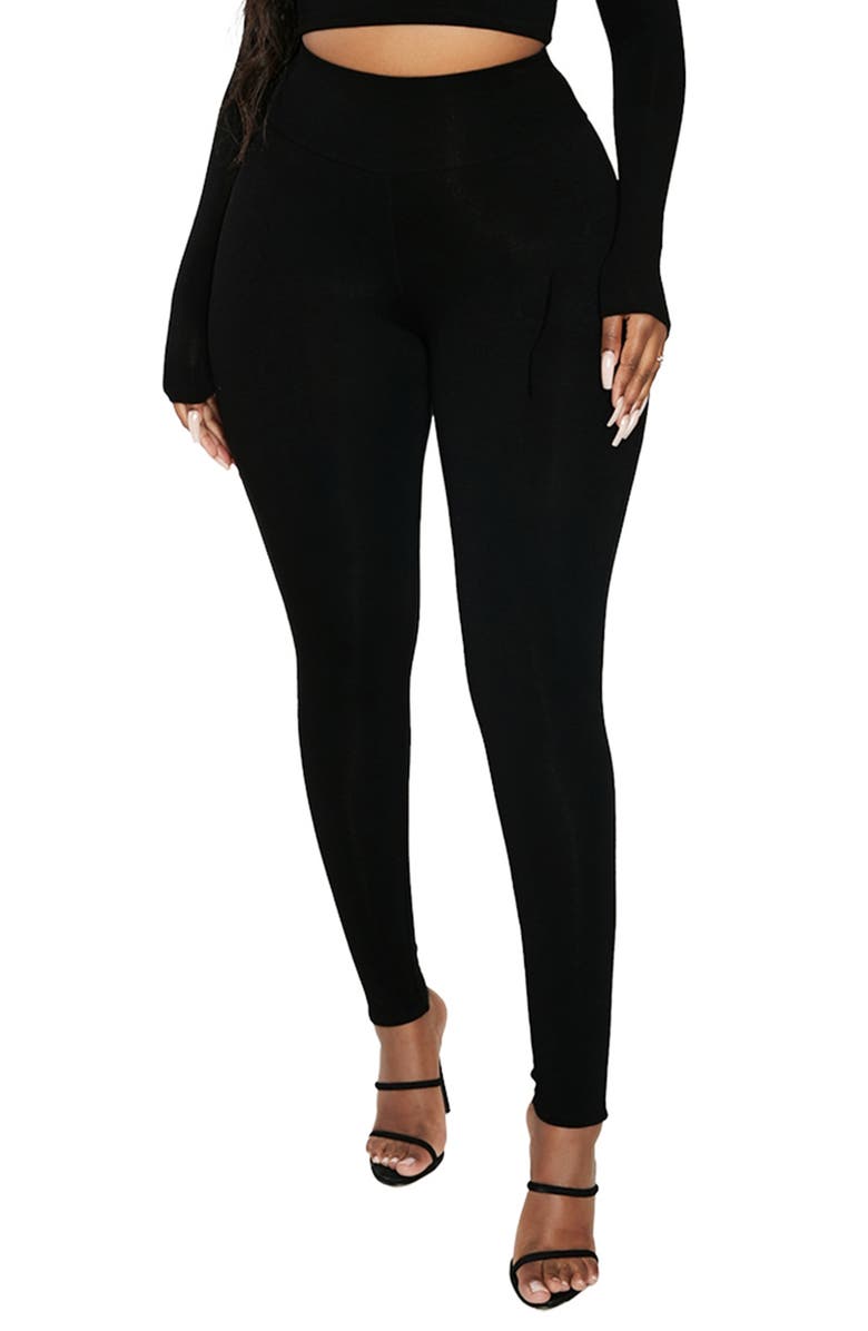 Naked Wardrobe Get Waisted Leggings, Main, color, Black