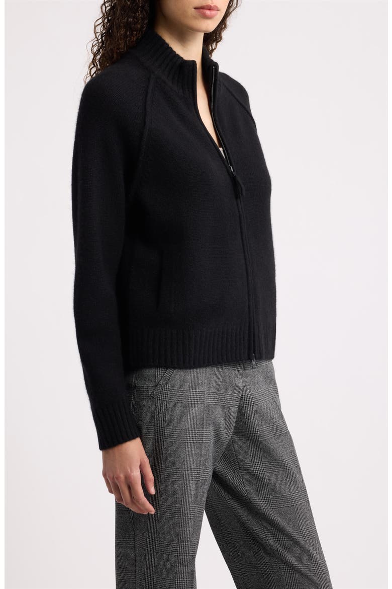 Cashmere Zip Cardigan, Alternate, color, BLACK