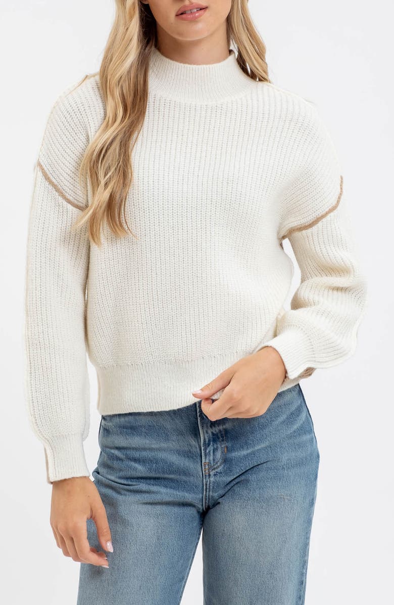 Blu Pepper Stripe Mock Neck Sweater, Main, color, 