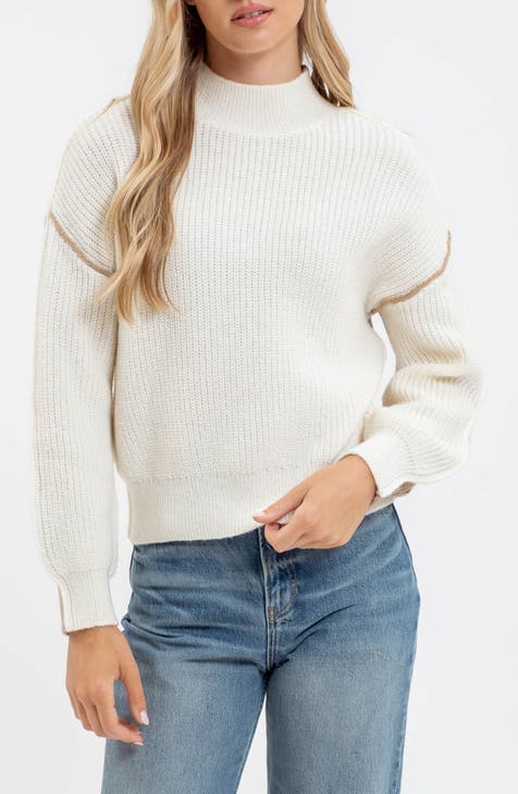 Stripe Mock Neck Sweater