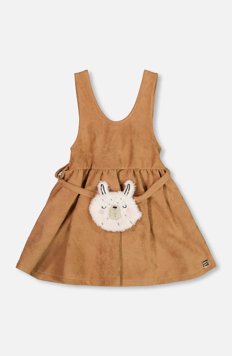 Deux par Deux Stretch Suede Effect Jumper with Llama Bag, Main, color, Light Pecan Brown