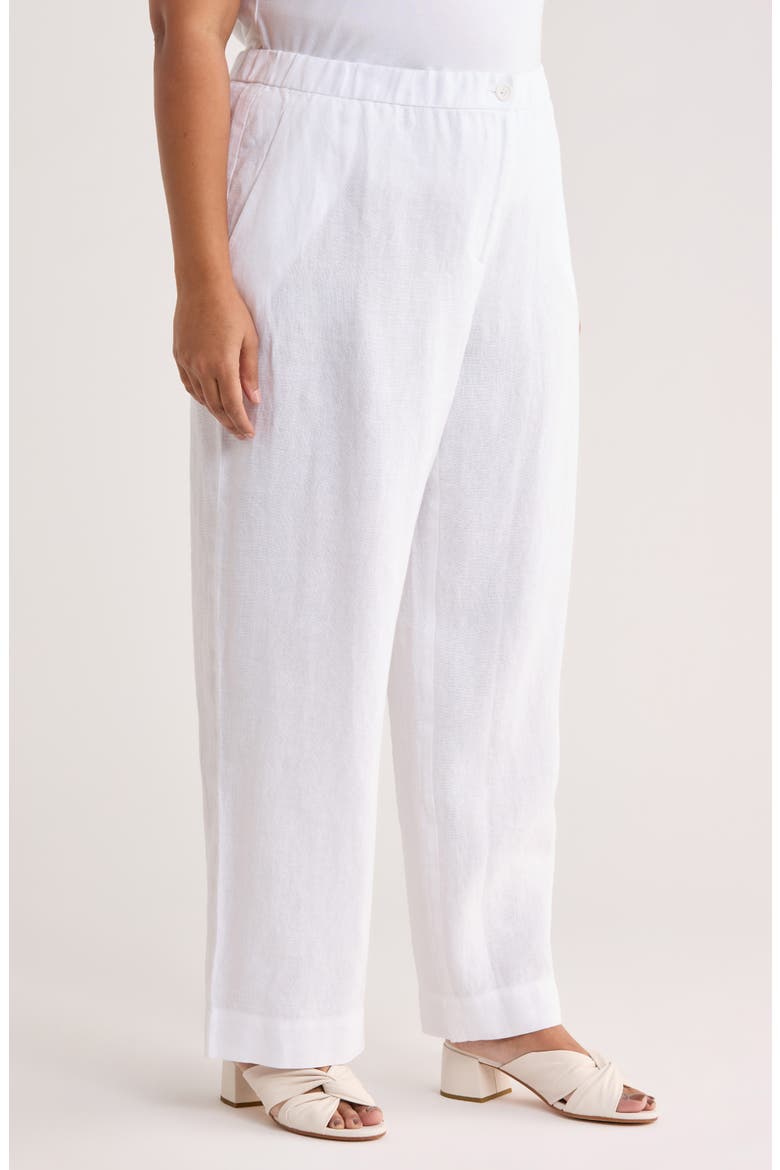 Straight Leg Linen Pants, Alternate, color, WHITE