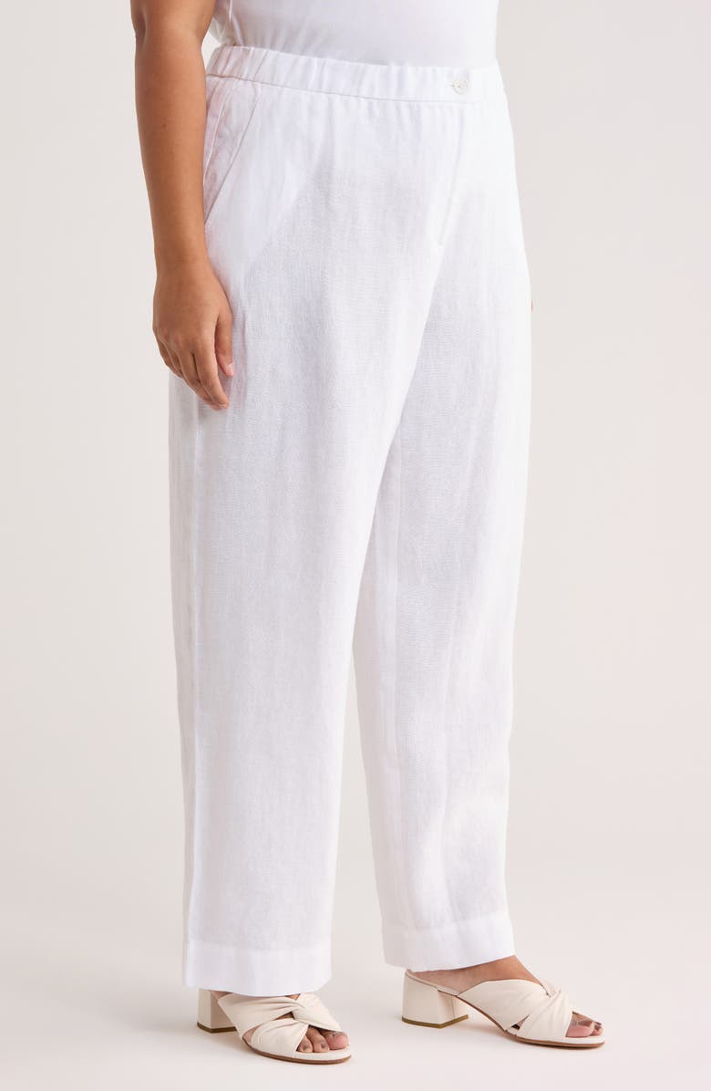 Eileen Fisher Straight Leg Linen Pants, Alternate, color, White