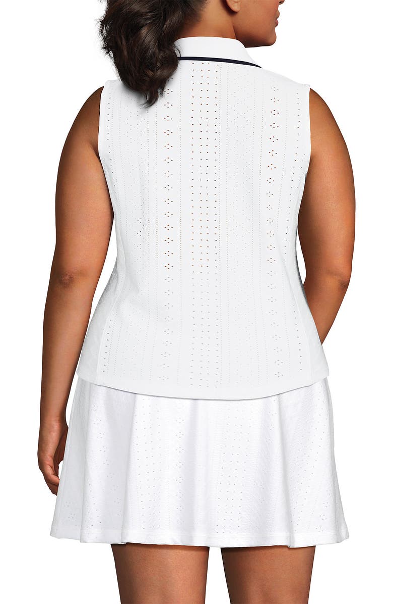 Lands' End Sleeveless Eyelet Active Polo Top, Alternate, color, 