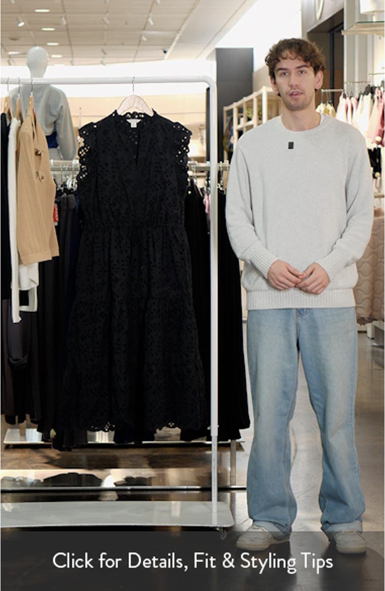 Ruffle Flutter Sleeve Cotton Broderie Anglaise Midi Dress, sales video thumbnail