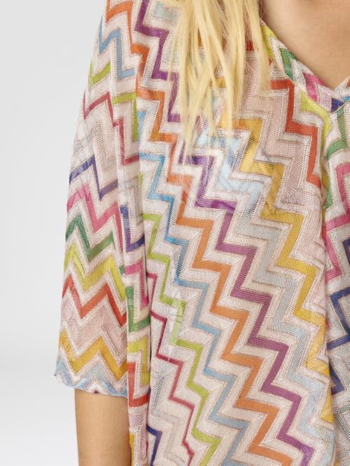 Missoni V-neck Caftan With Zig Zag Pattern In Gray