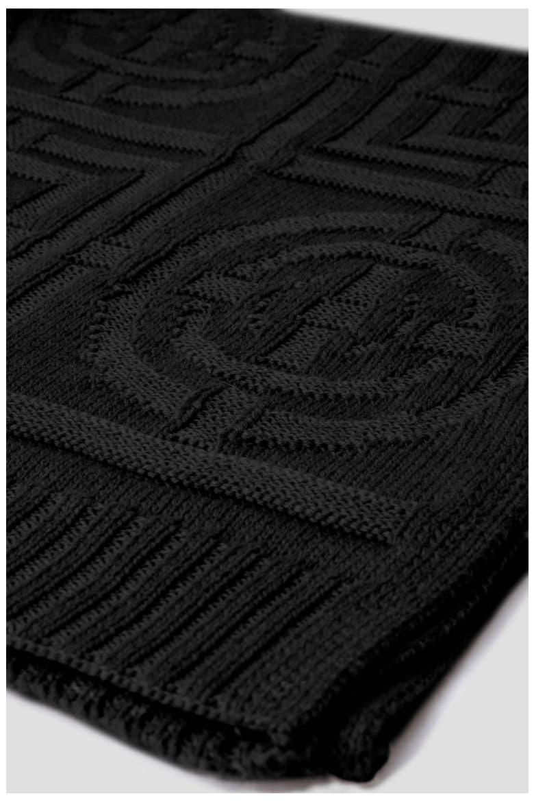 Luxe Infinity Jqd Knit Luxe Jacquard Blanket Scarf, Alternate, color, Black