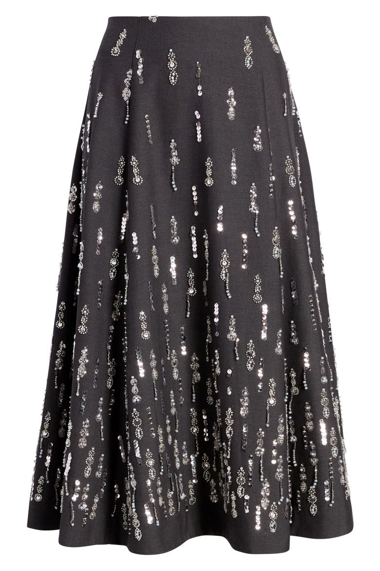 Selene Bead & Sequin Detail Skirt, Alternate, color, CHARCOAL MULTI