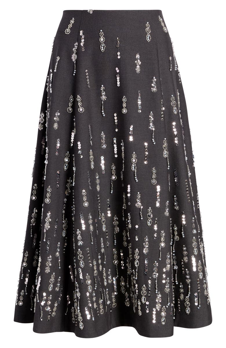 Cinq à Sept Selene Bead & Sequin Detail Skirt, Alternate, color, Charcoal Multi