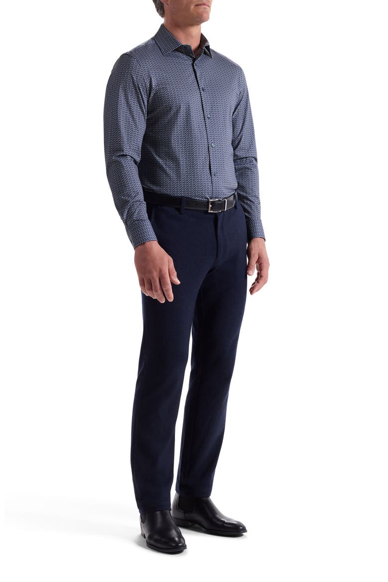 James OoohCotton® Diagonal Chevron Print Button-Up Shirt, Alternate, color, NAVY