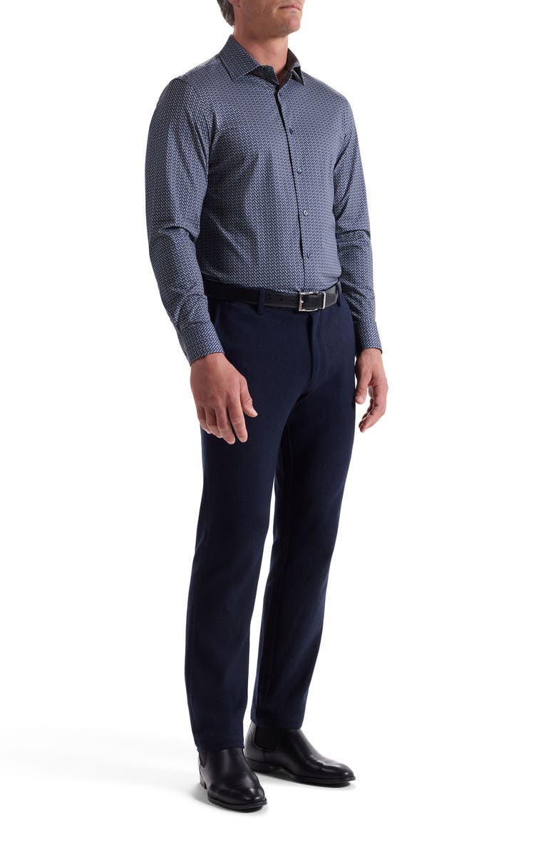 Bugatchi James OoohCotton<sup>®</sup> Diagonal Chevron Print Button-Up Shirt, Alternate, color, Navy