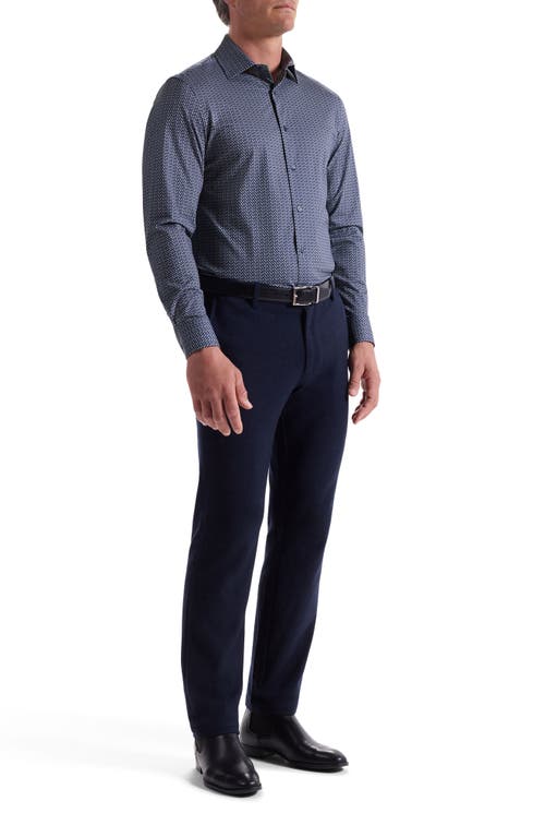 Bugatchi James Ooohcotton® Diagonal Chevron Print Button-up Shirt In Blue