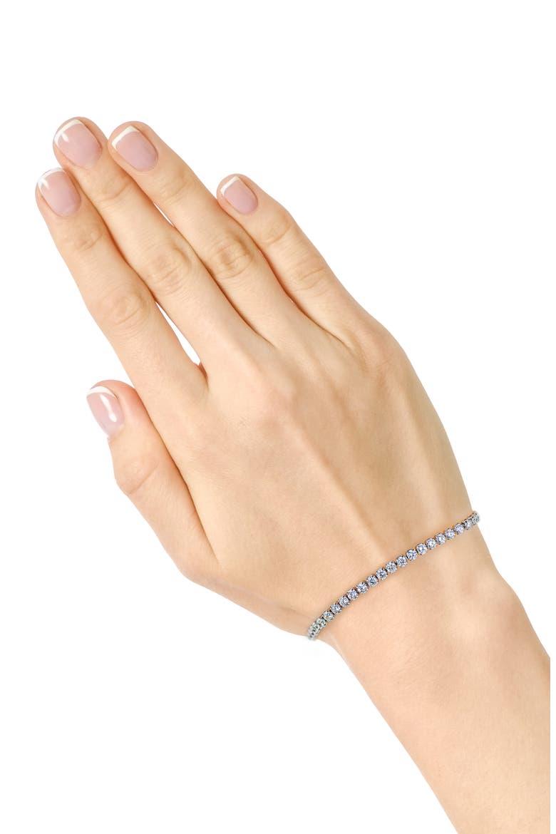 Classic Cubic Zirconia Tennis Necklace & Bracelet Set, Alternate, color, CLEAR SILVER