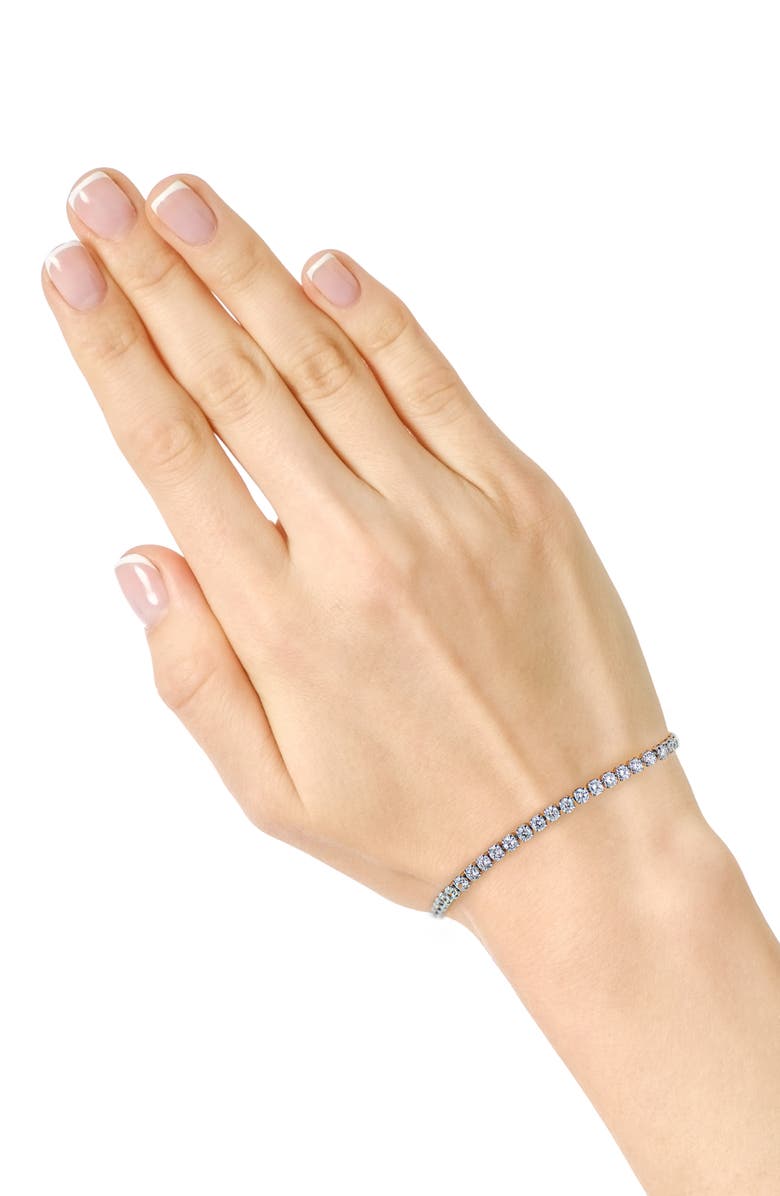 CZ by Kenneth Jay Lane Classic Cubic Zirconia Tennis Necklace & Bracelet Set, Alternate, color, Clear Silver