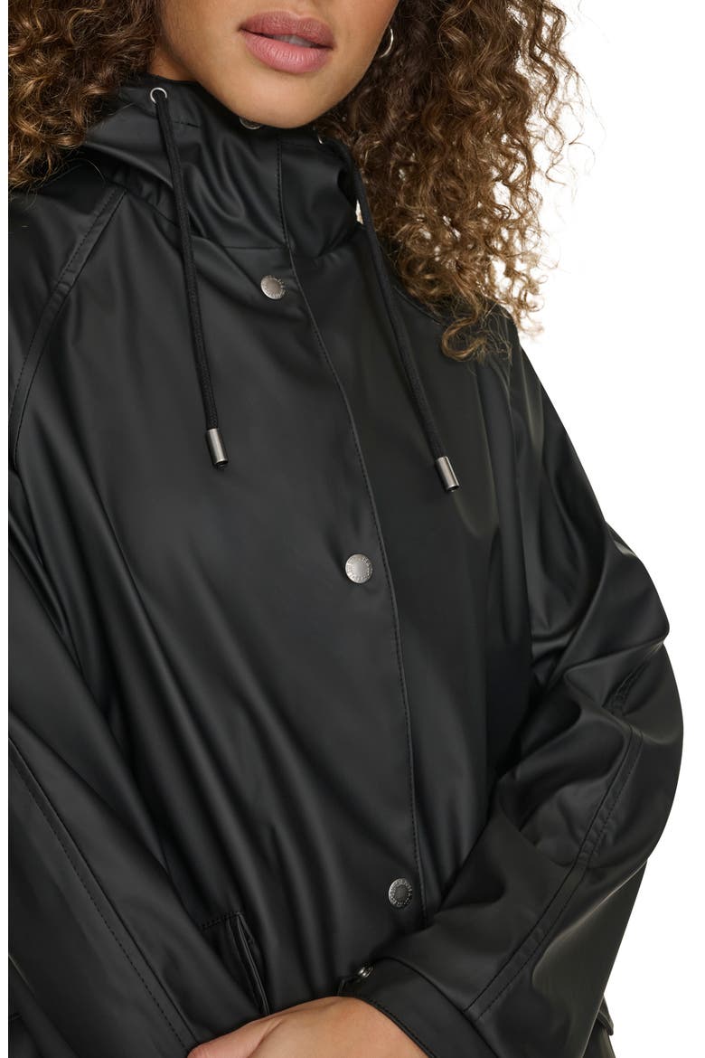 Water Resistant Hooded Long Rain Jacket, Alternate, color, BLACK