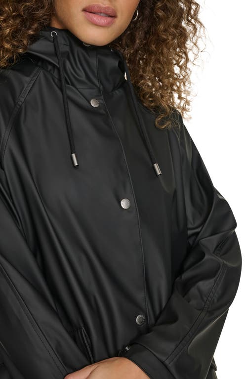 Levi's Water Resistant Hooded Long Rain Jacket In Black