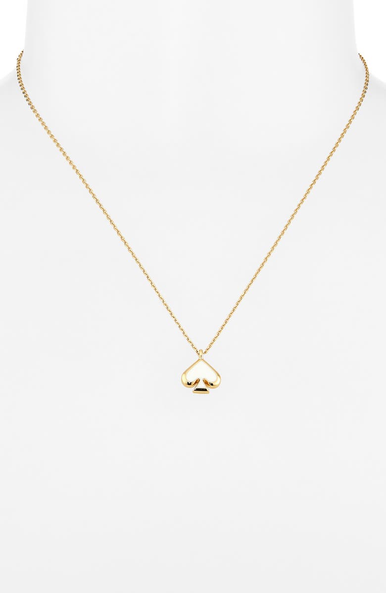Kate Spade New York mini spade pendant necklace, Alternate, color, White
